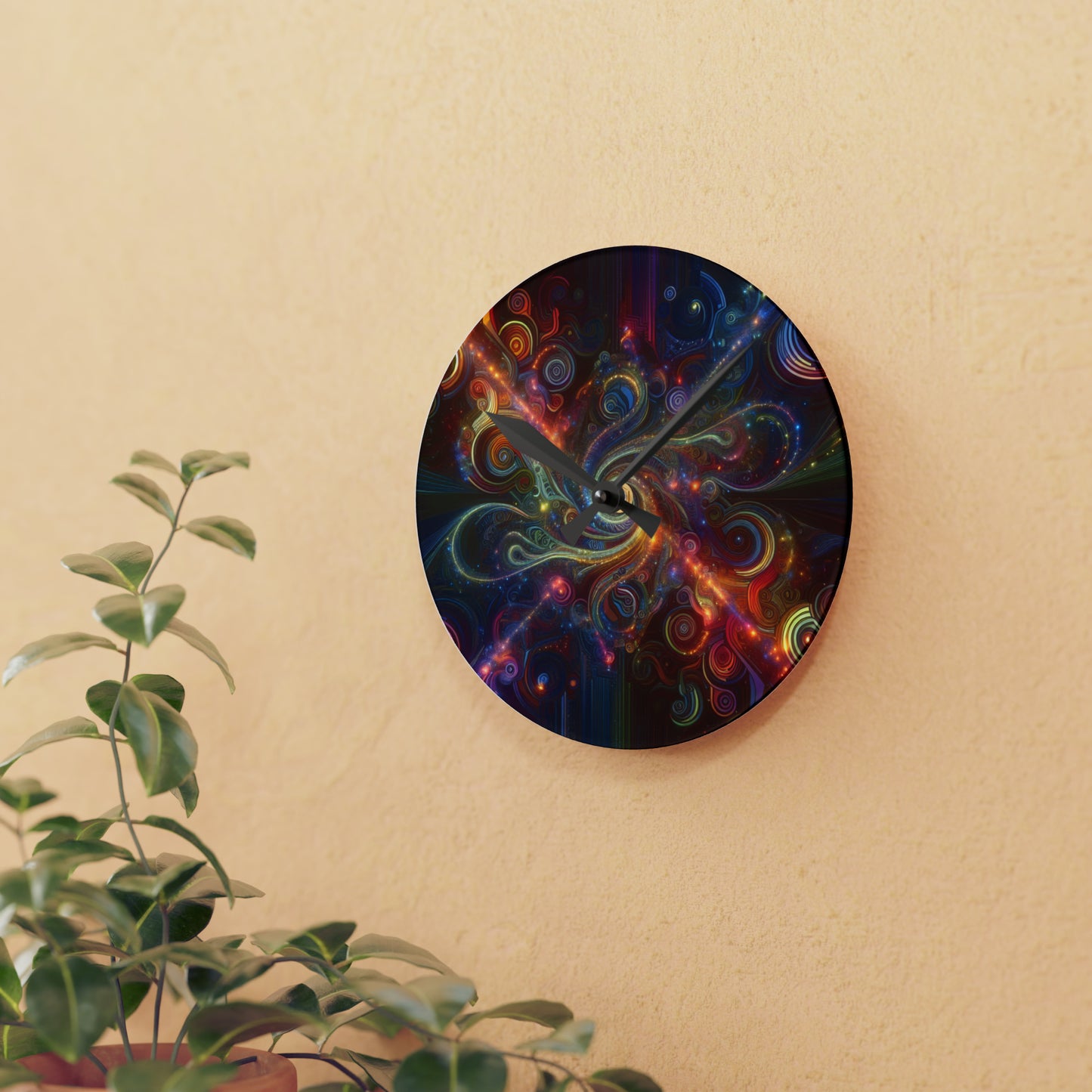 Vibrant Infini-Tripples. Infinity Patterns Art Acrylic Clock