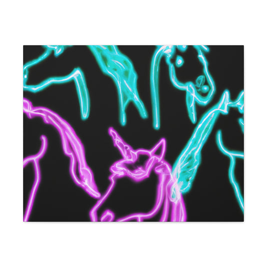 'Neon Unicorn Pod' NEON Unicorns Art Canvas