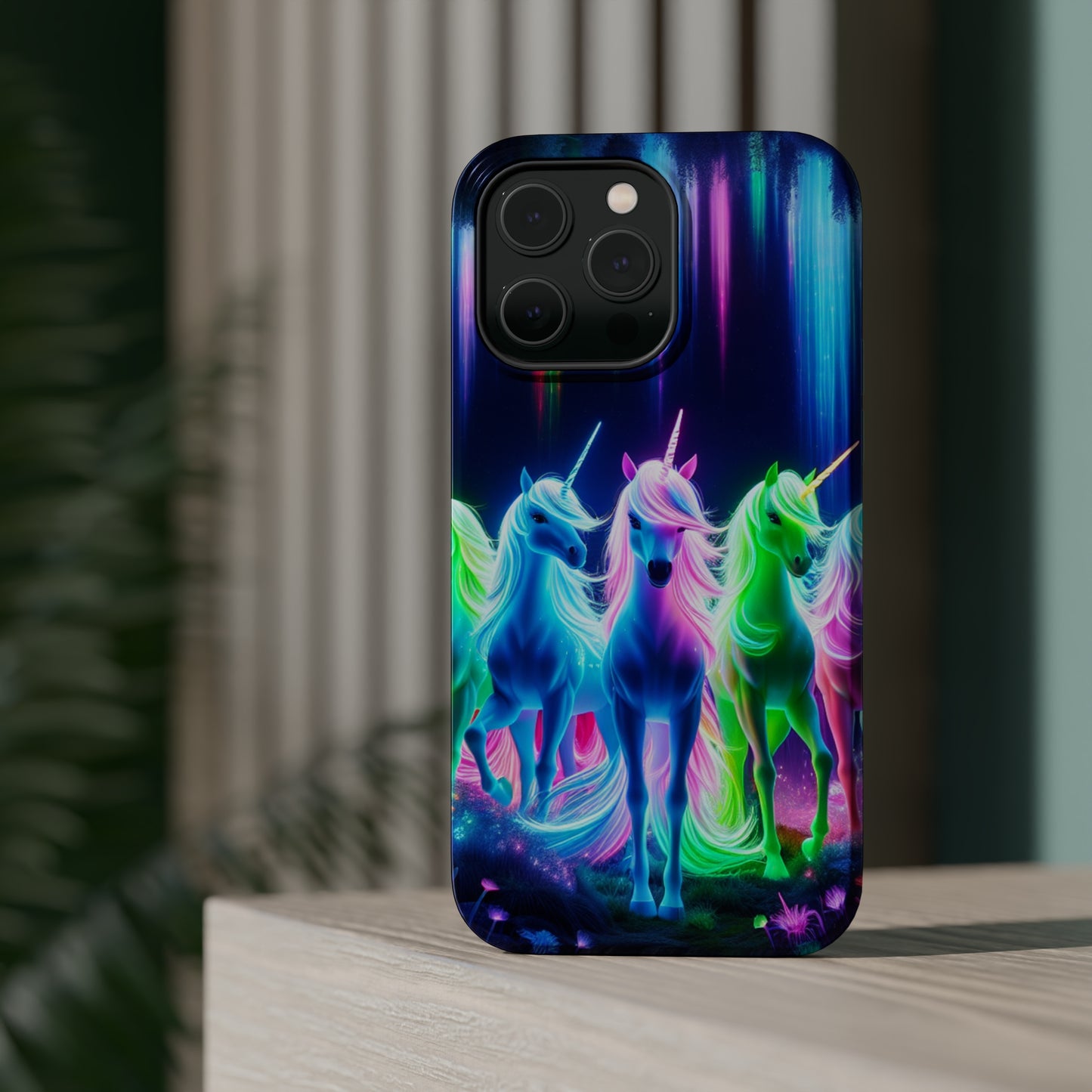 Neon Unicorn Pods. Neon Unicorns Premium Art Magsafe Magnet Tough IPhone 13 14 15 Pro Plus Max and Mini in Matte and Glossy Phone cases