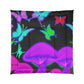 Neon Prismatic Splendor. Butterflies & Mushrooms Comforter Blanket