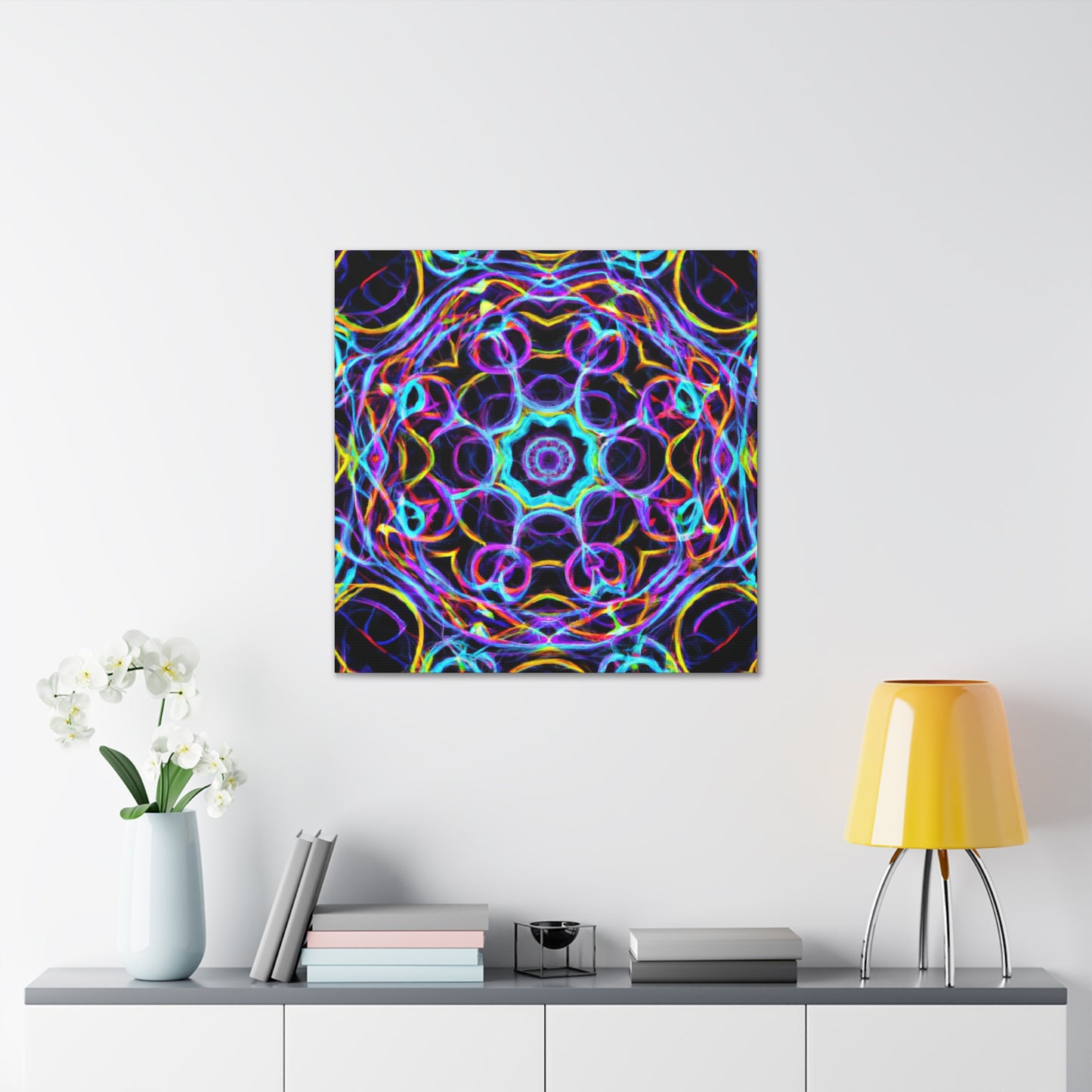 Neon Infinity Voyage. Trippy Infinity Patterns Art Canvas