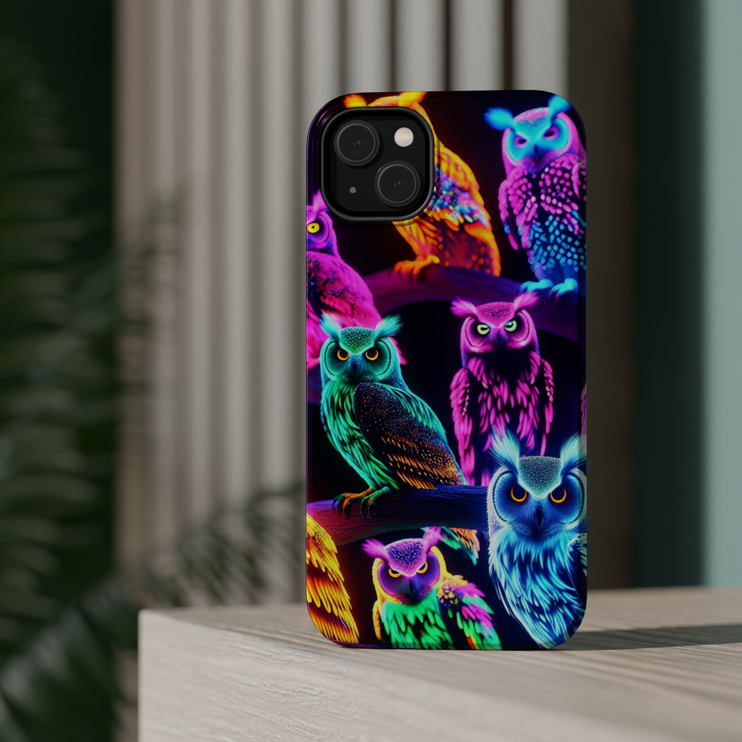 Neon Night Owls. Neon Owls Premium Art Magsafe Magnet Tough IPhone 13 14 15 Pro Plus Max and Mini in Matte and Glossy Phone cases
