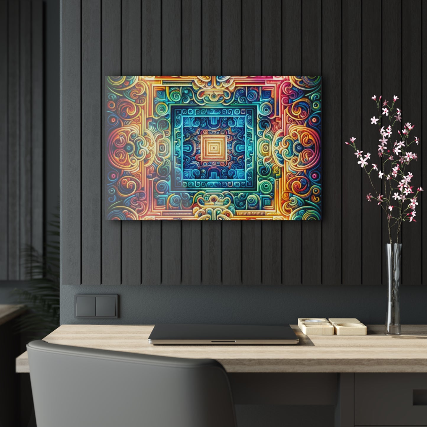 Neon Infinity Dreamscape. Trippy infity Pattern 1/4" Glossy Acrylic Art