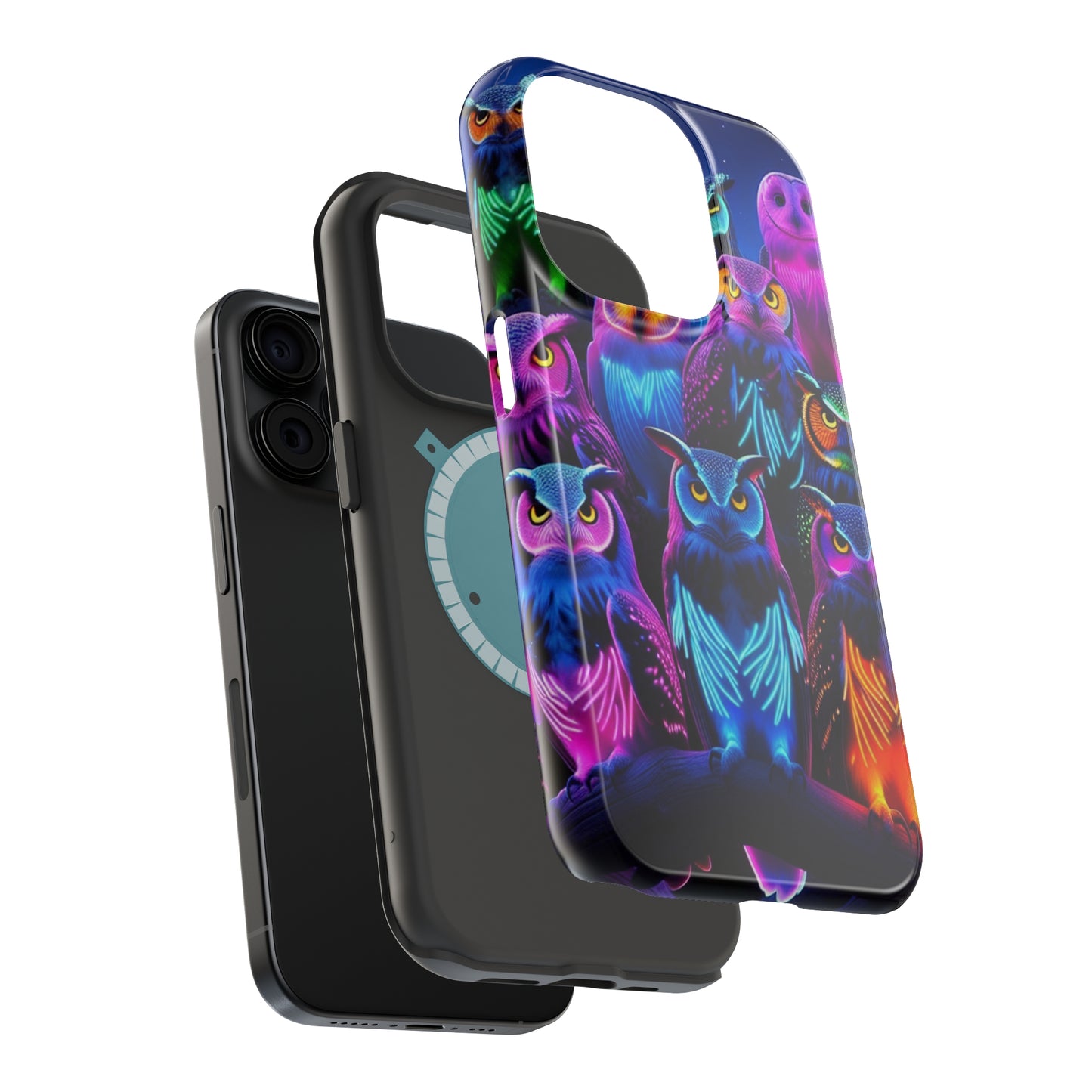 Neon Nocturne Owls. Neon Owls Premium Art Magsafe Magnet Tough IPhone 13 14 15 Pro Plus Max and Mini in Matte and Glossy Phone cases