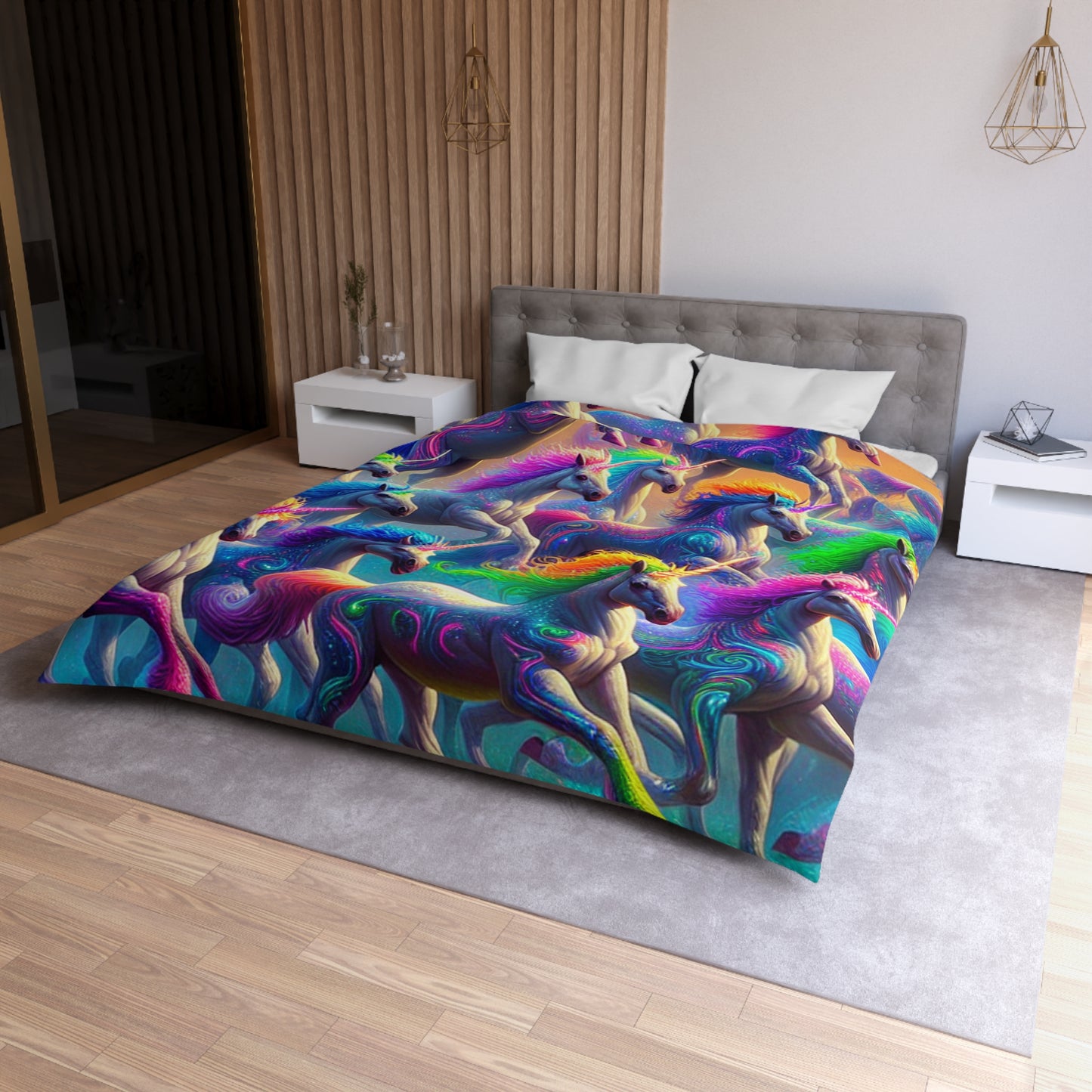 Pietro Romano - NEON Unicorns Microfiber Duvet Cover