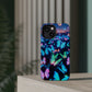 "Fantasia of Neon Butterflies" Neon Butterflies Premium Art Magsafe Magnet Tough IPhone 13 14 15 Pro Plus Max and Mini in Matte and Glossy Phone cases