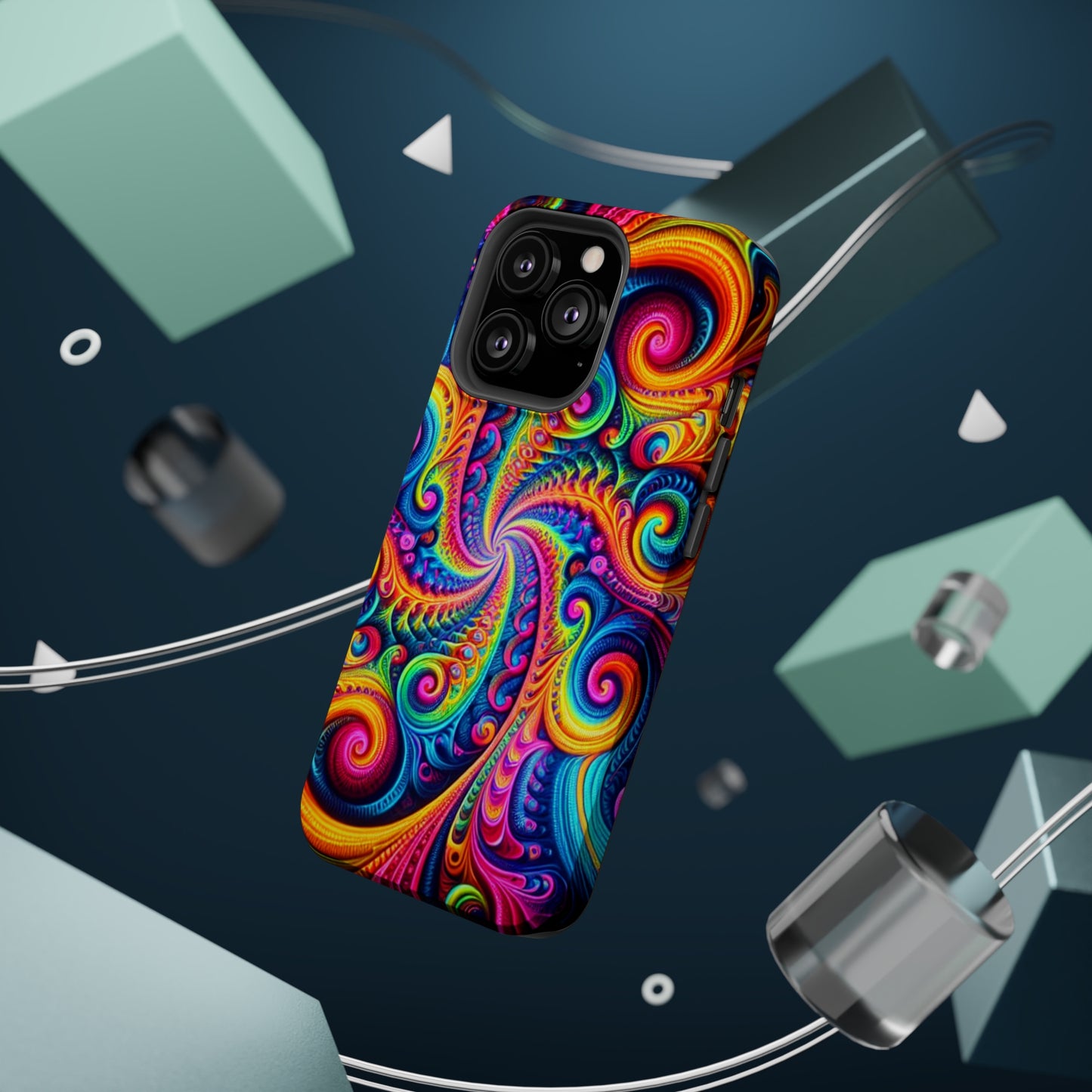 Trip-Infinite Radiance Neon Trippy Infinity Patterns Premium Art Magsafe Magnet Tough IPhone 13 14 15 Pro Plus Max and Mini in Matte and Glossy Phone cases