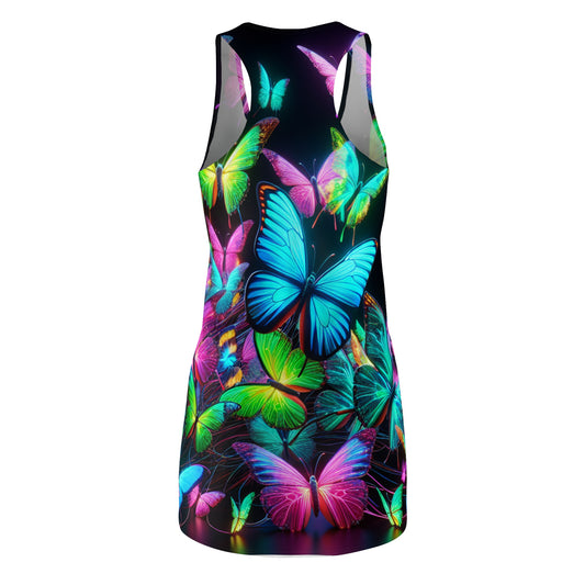 Neon Burst of Butterflies. Neon Butterflies  Racerback Dress