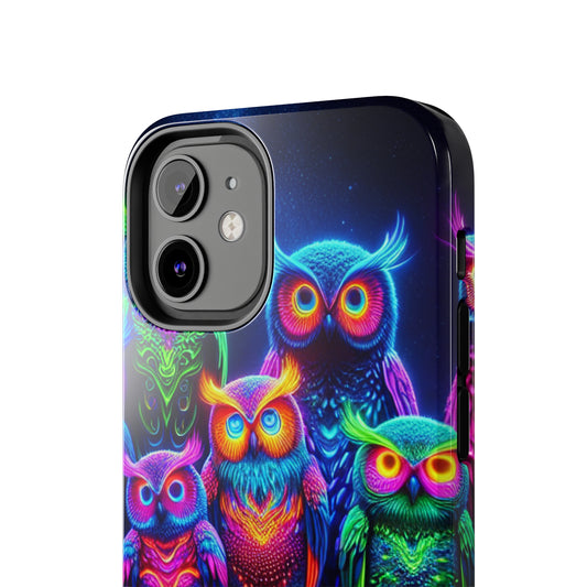 'Neon Rainbow Owls' NEON Owls Tough Phone Case