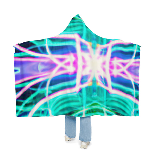 "Eternity Ripple" - NEON Infinity Patterns Art Hooded Snuggle Blanket
