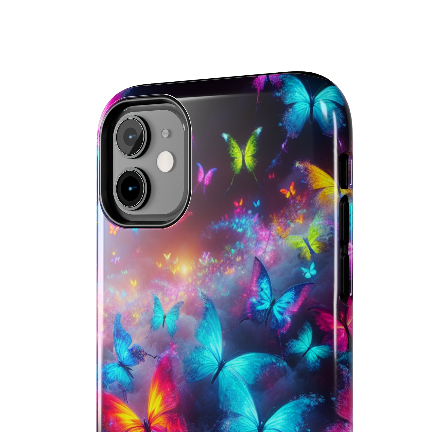 "Neon Flutterings" NEON Butterflies Tough Phone Case Iphone  7 8 9 10 11 12 13 14 SE X XR XS Pro Max Mini Plus