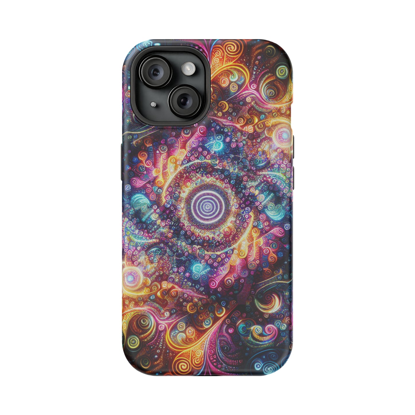 Cosmic Chromatic Mirage. Neon Trippy Infinity Patterns Premium Art Magsafe Magnet Tough IPhone 13 14 15 Pro Plus Max and Mini in Matte and Glossy Phone cases