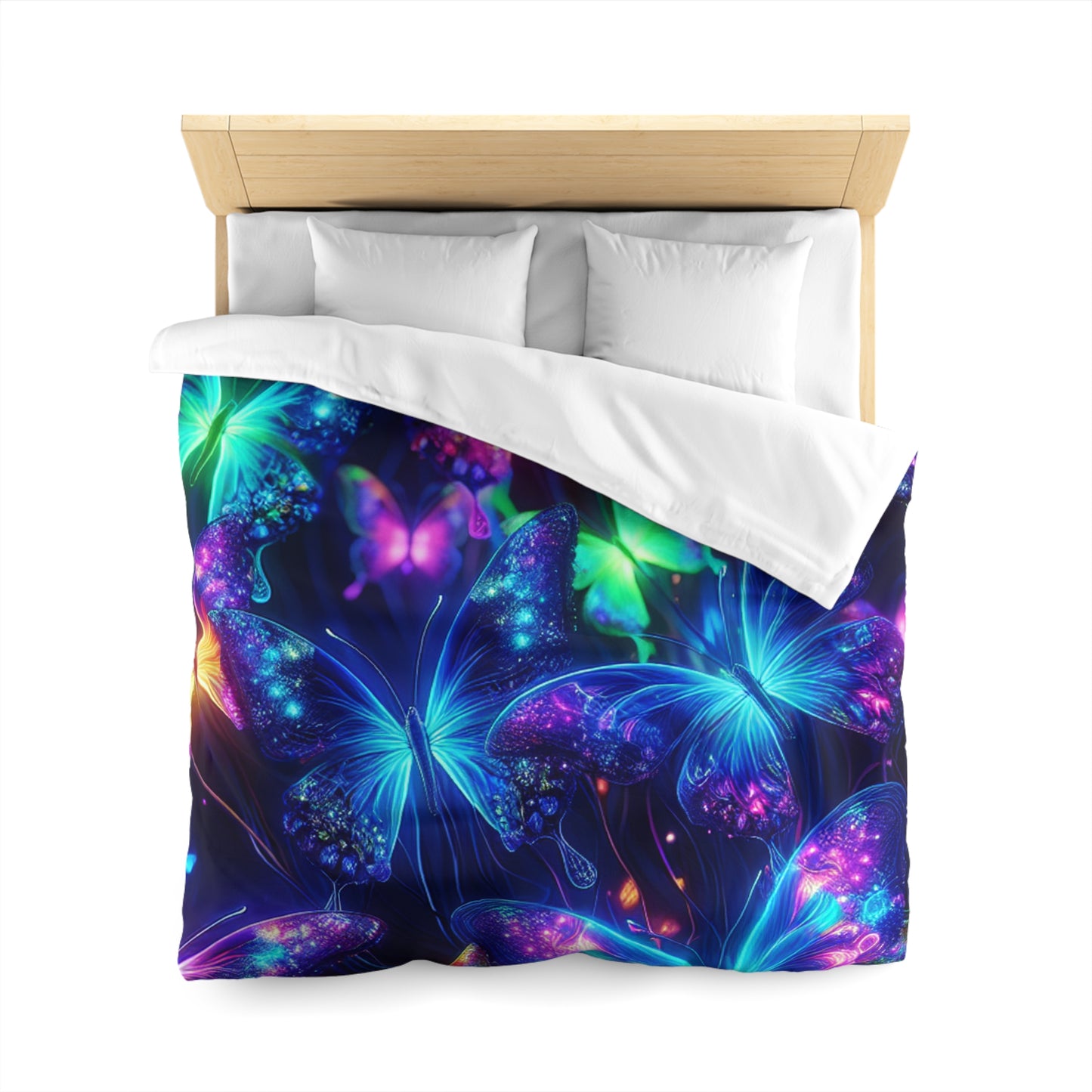 Giovanni Guercio - NEON Butterflies Microfiber Duvet Cover