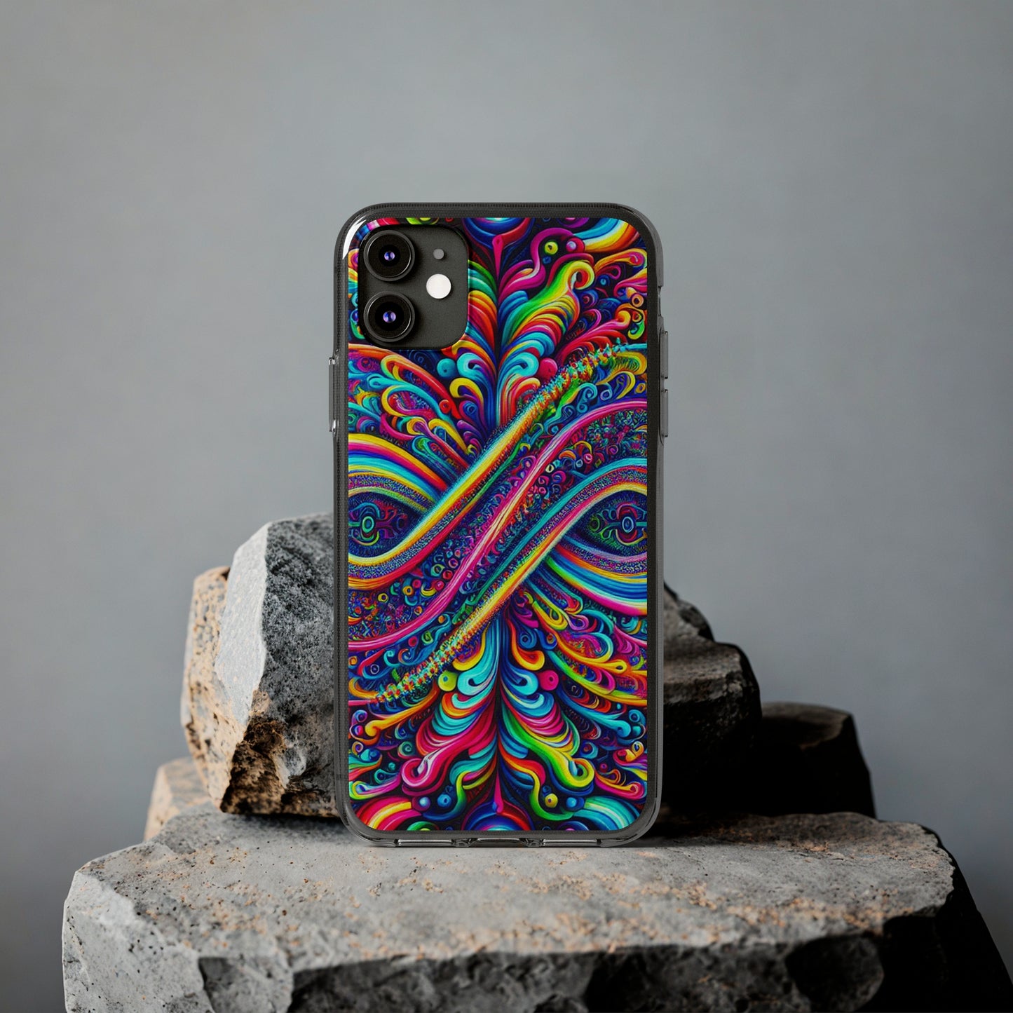 'Infinite Neon Illusion' Infinity Patterns Art Polycarbonate Phone Case