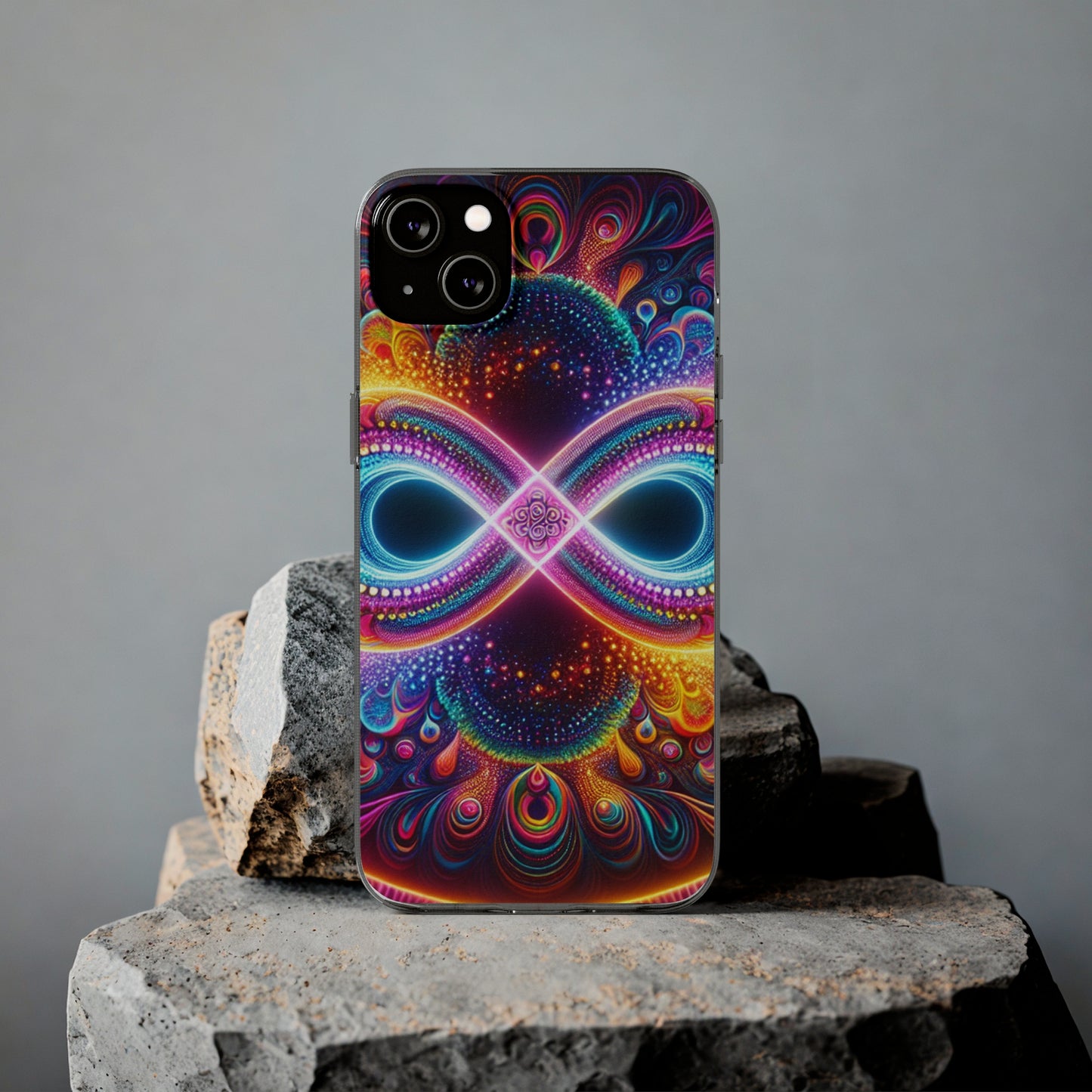 "Neon Psychedelic Infinity" Infinity Patterns Art Polycarbonate Phone Case