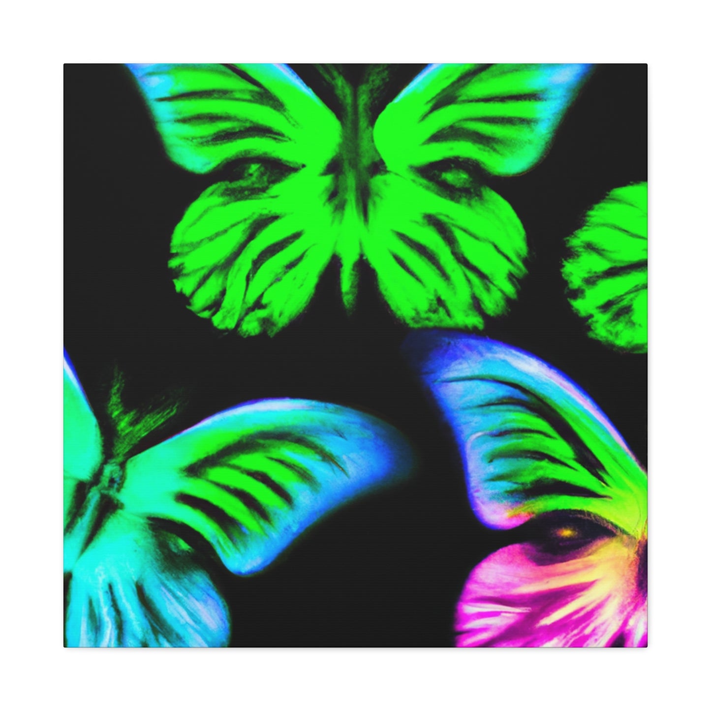 "Neon Dreamweavers". Neon Butterflies  Art Canvas