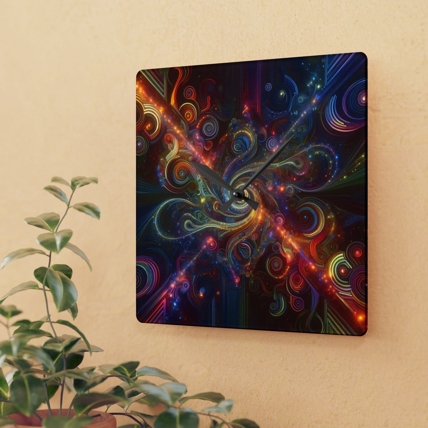 Vibrant Infini-Tripples. Infinity Patterns Art Acrylic Clock