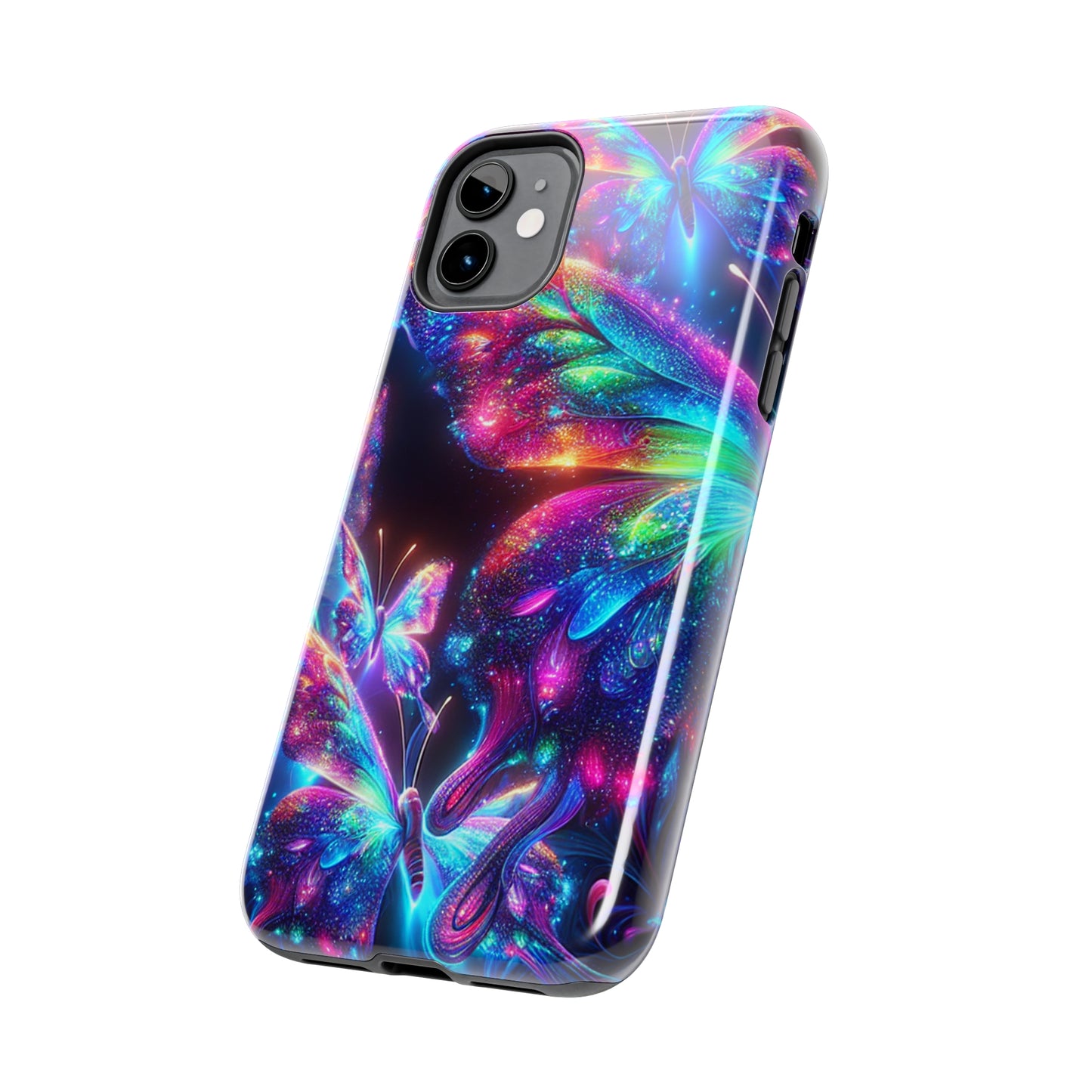 "Butterfly Prism Eruption" NEON Butterflies Tough Phone Case