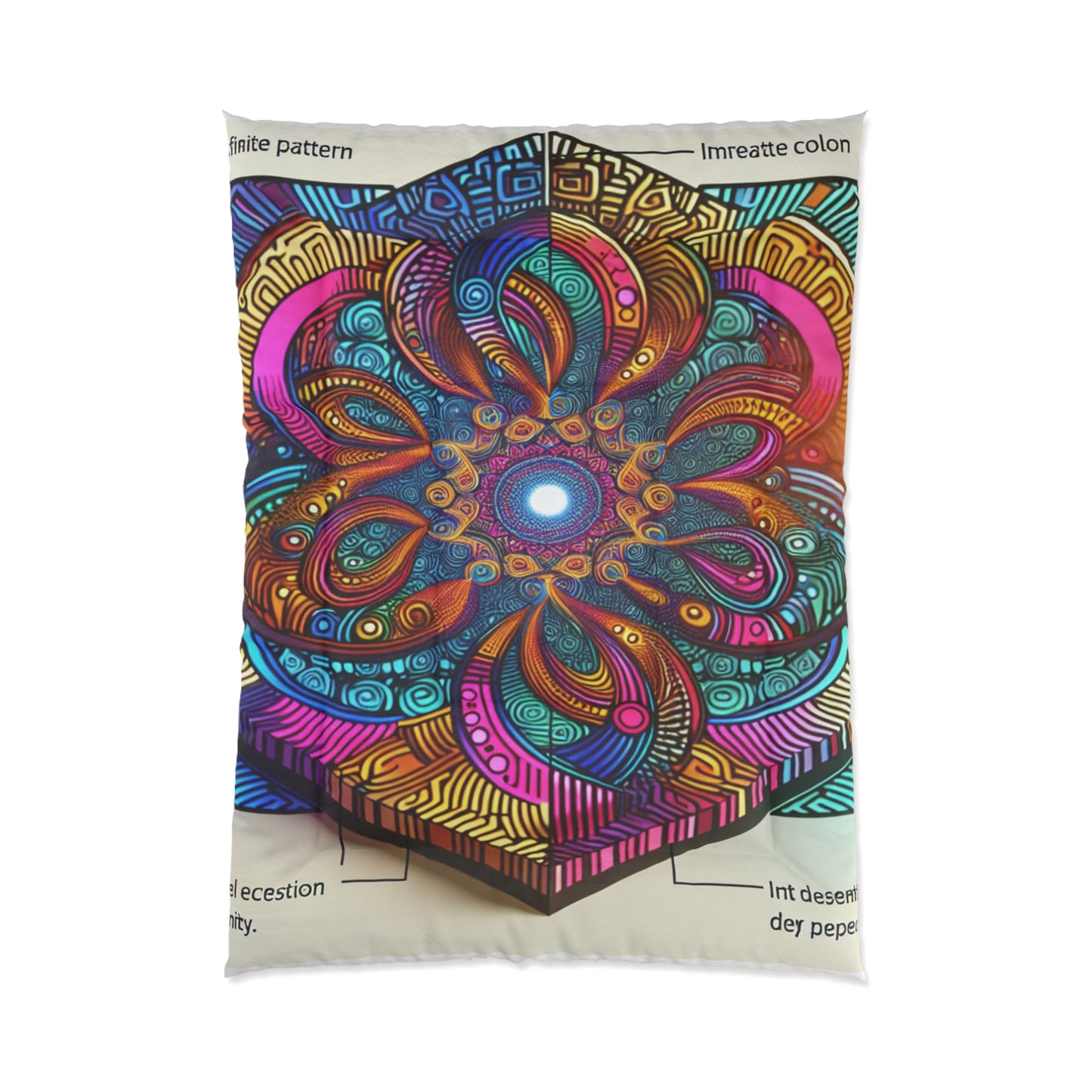 Vibrant Neon Aquascape Infinity Trippy Infinity Patterns Comforter Blanket