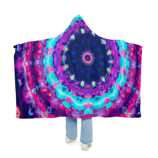 Neon Infinity Splendor - NEON Infinity Patterns Art Hooded Snuggle Blanket