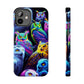 'Flock of Electric Flamses' NEON Owls Tough Phone Case