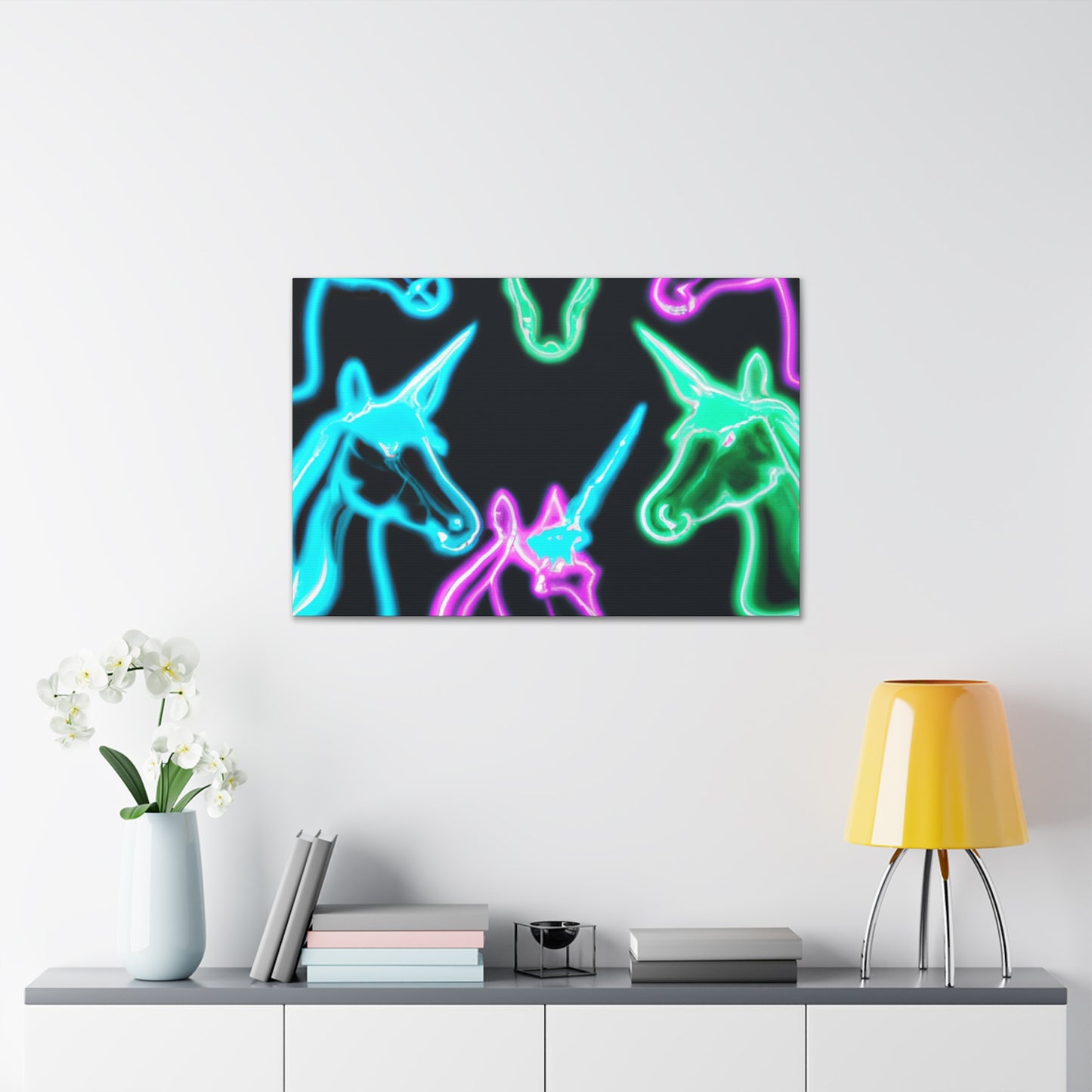 Neon Unicorn Magic. NEON Unicorns Art Canvas