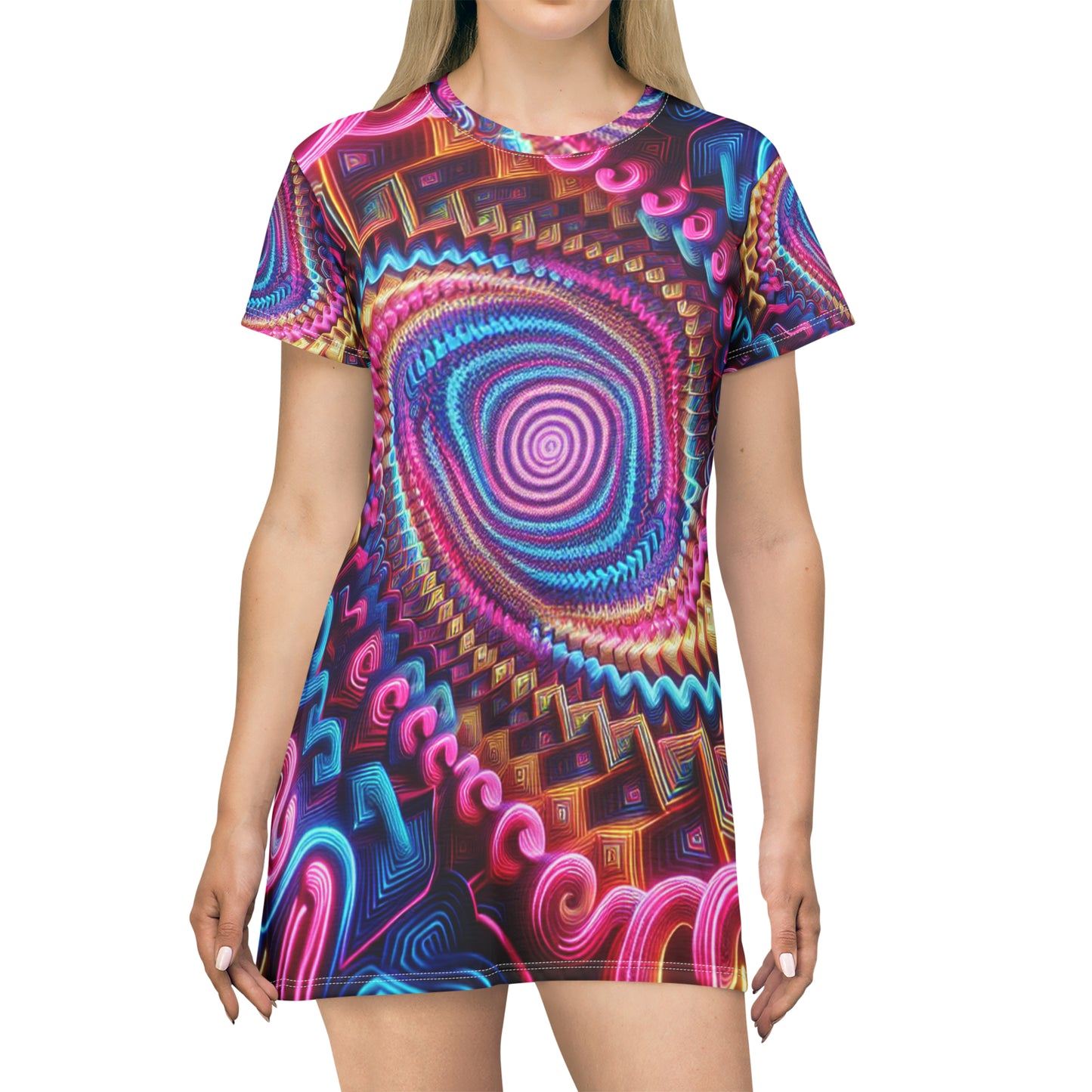 Neon Cosmos Collage. Infinity Patterns Womans T Shirt Dress