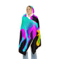 "Neon Dreamscape" - NEON Unicorns Art Hooded Snuggle Blanket