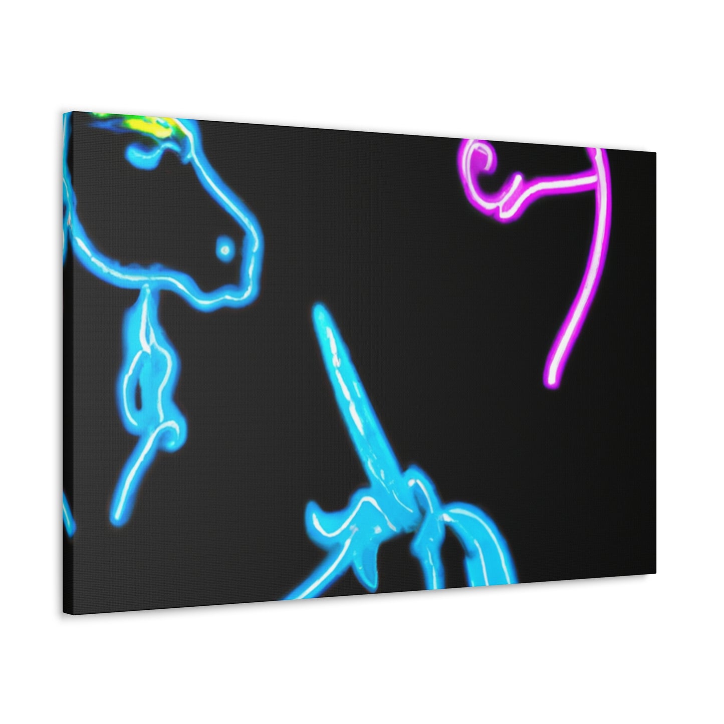 Vibrant Neon Fantasy NEON Unicorns Art Canvas