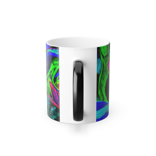 "Neon Nature Splendor" Mushrooms & Butterflies 11oz Color Morphing Mug
