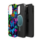 "Fantastic Fruition" Neon Butterflies and Mushrooms Premium Art Magsafe Magnet Tough IPhone 13 14 15 Pro Plus Max and Mini in Matte and Glossy Phone cases
