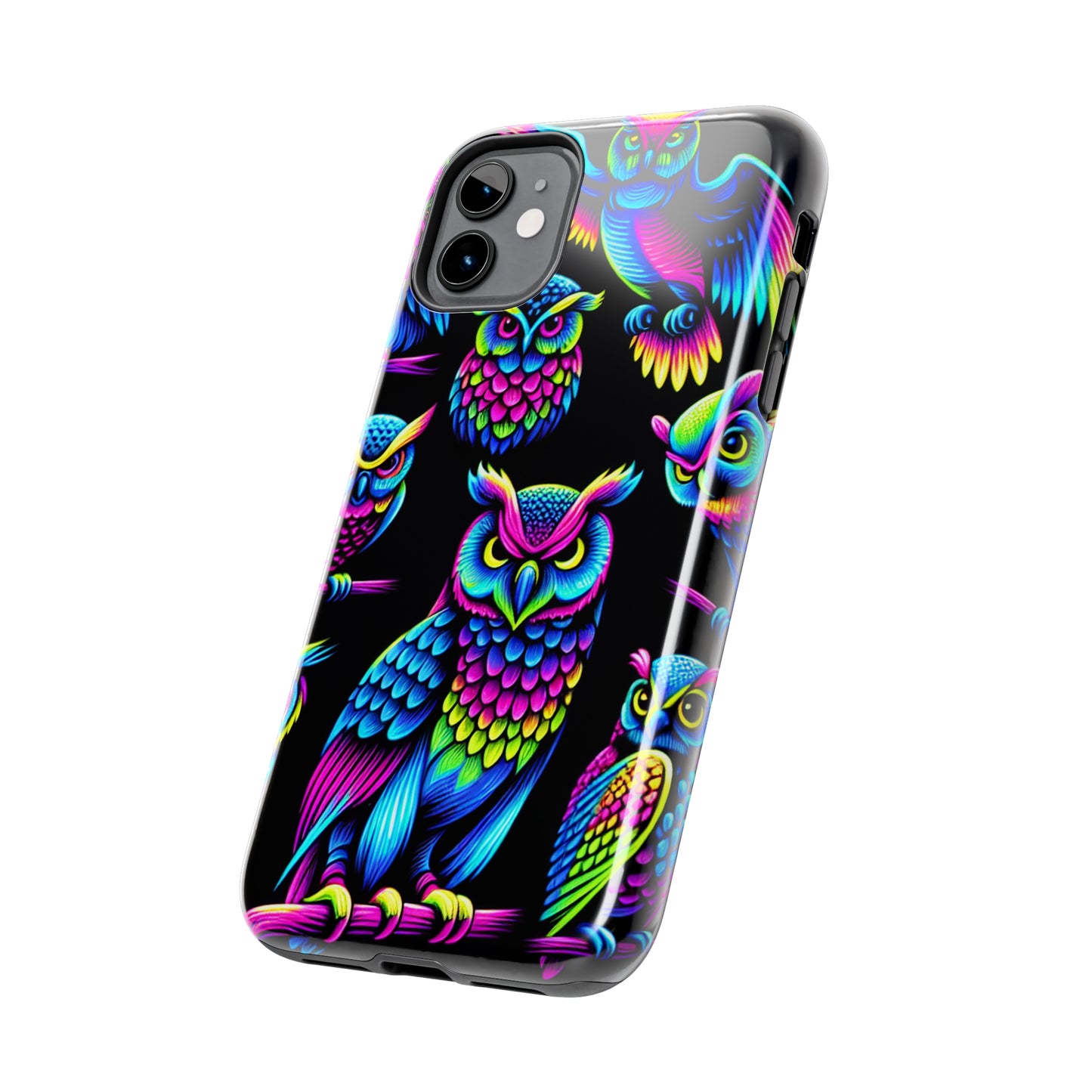 Neon Glowing Owls. NEON Owls Tough Phone Case