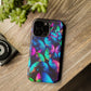 "Neon Flutterglow" Neon Butterflies Premium Art Magsafe Magnet Tough IPhone 13 14 15 Pro Plus Max and Mini in Matte and Glossy Phone cases