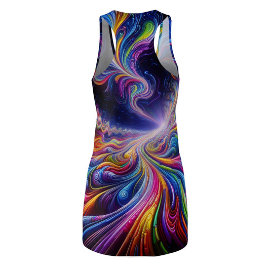 Phantom Prismatic Neon Infinity. Trippy Infinity Patterns Racerback Dress