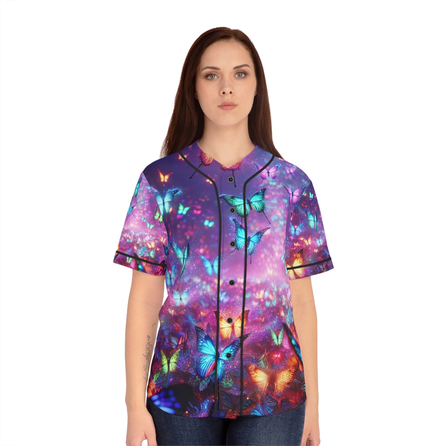 "Neon Brilliance" Neon Butterflies Womans Jersey
