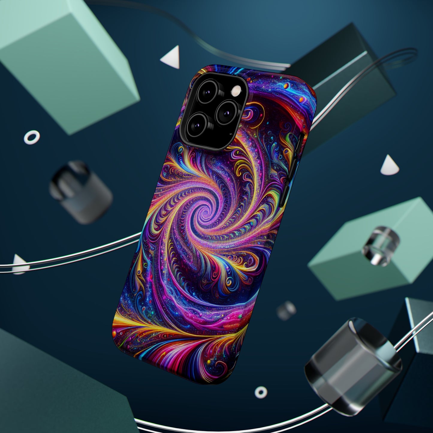 Vivid Psychedelic Cosmic Euphoria. Neon Trippy Infinity Patterns Premium Art Magsafe Magnet Tough IPhone 13 14 15 Pro Plus Max and Mini in Matte and Glossy Phone cases