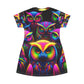 Neon Nocturnal Vision. Neon Owls Womans T Shirt Dress
