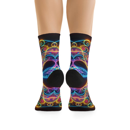 TDB Cosmic Trippin' Neoneverse. Trippy Recycled Poly Socks