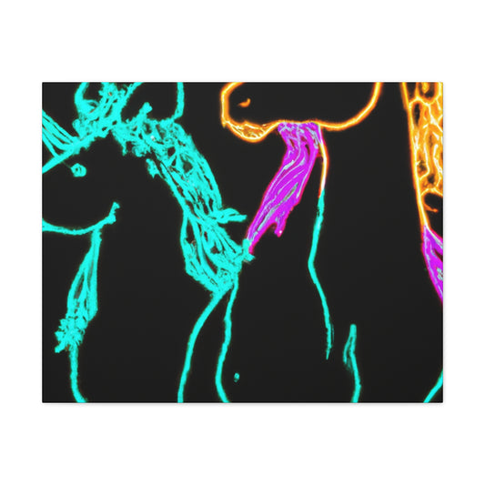 "Neon Splendour of Unicorns" NEON Unicorns Art Canvas