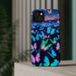 "Fantasia of Neon Butterflies" Neon Butterflies Premium Art Magsafe Magnet Tough IPhone 13 14 15 Pro Plus Max and Mini in Matte and Glossy Phone cases