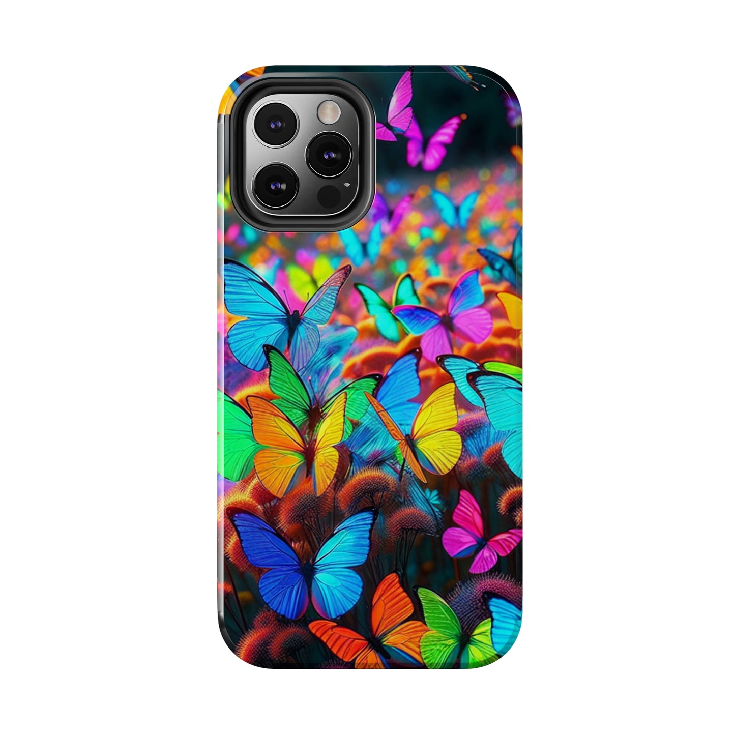 "Neon Butterfly Mural" NEON Butterflies Tough Phone Case Iphone 6 7 8 9 10 11 12 13 14 SE X XR XS Pro Max Mini Plus