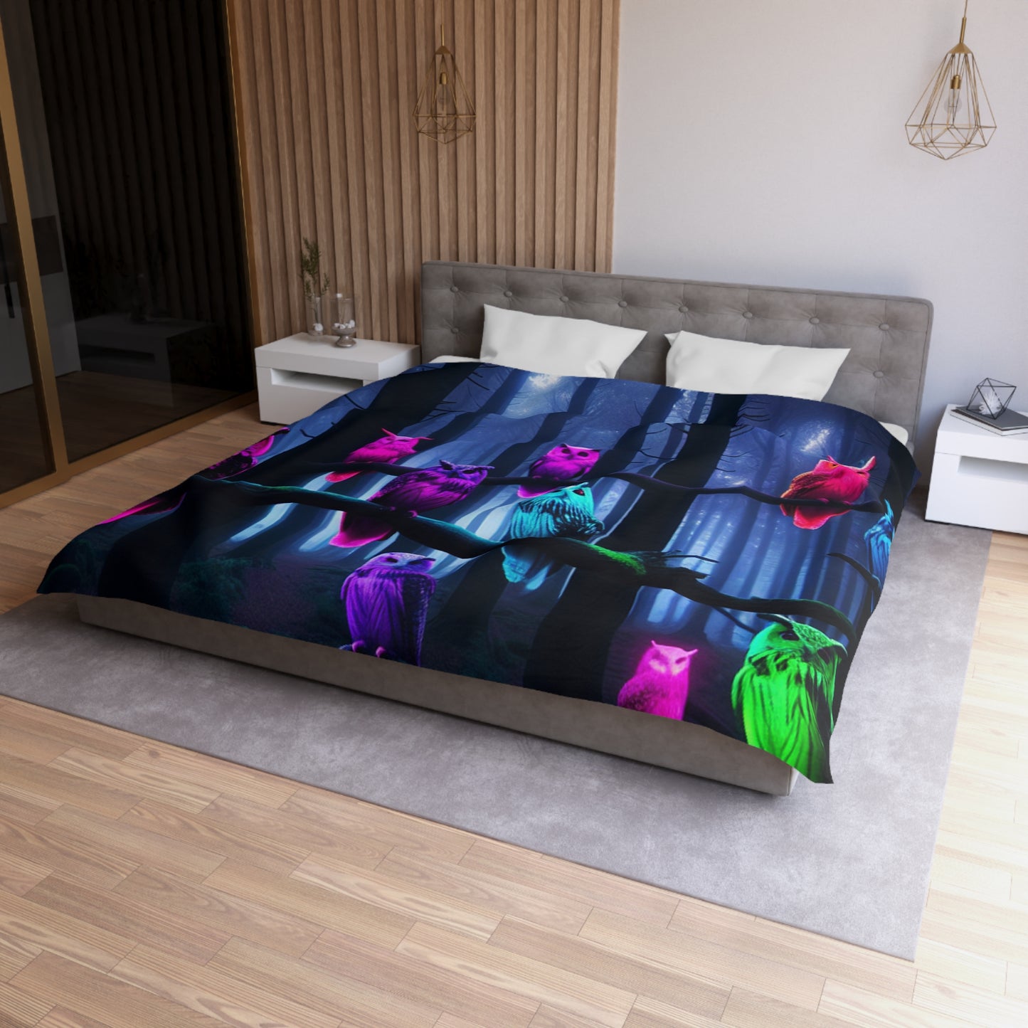 Gianni di Firenze - NEON Owls Microfiber Duvet Cover