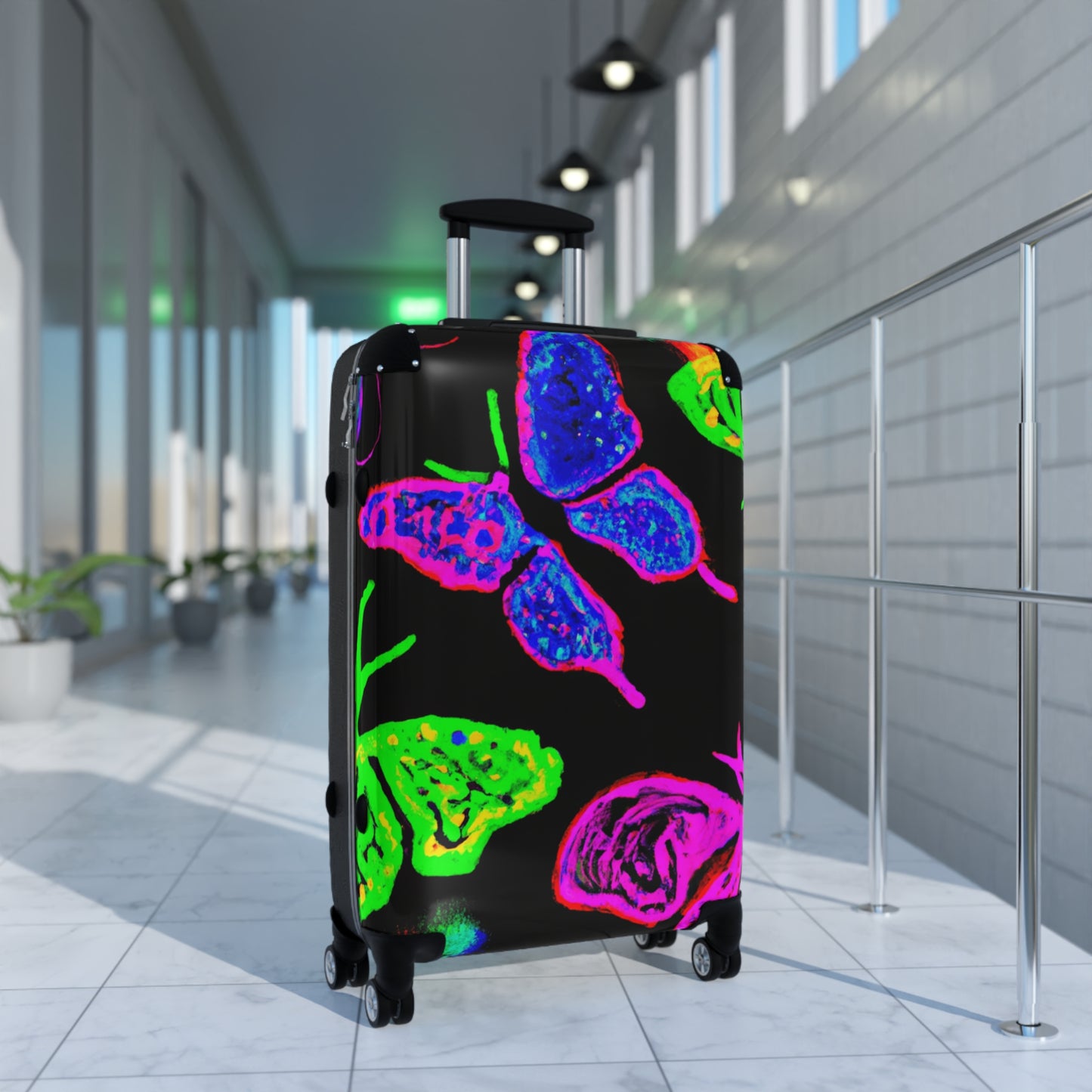 'Neon Luminescence' - Neon Butterflies  Suitcase