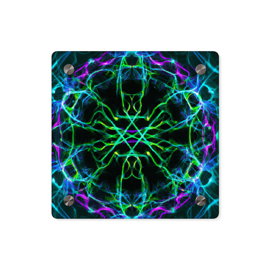Neon Infinity Maze. Trippy Infinity Patterns Acrylic Art Panel
