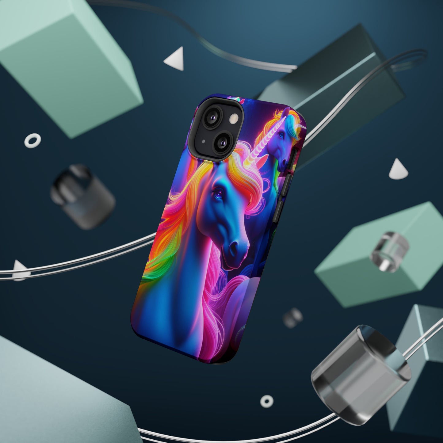 Neon Nighthorn Pride Neon Unicorns Premium Art Magsafe Magnet Tough IPhone 13 14 15 Pro Plus Max and Mini in Matte and Glossy Phone cases