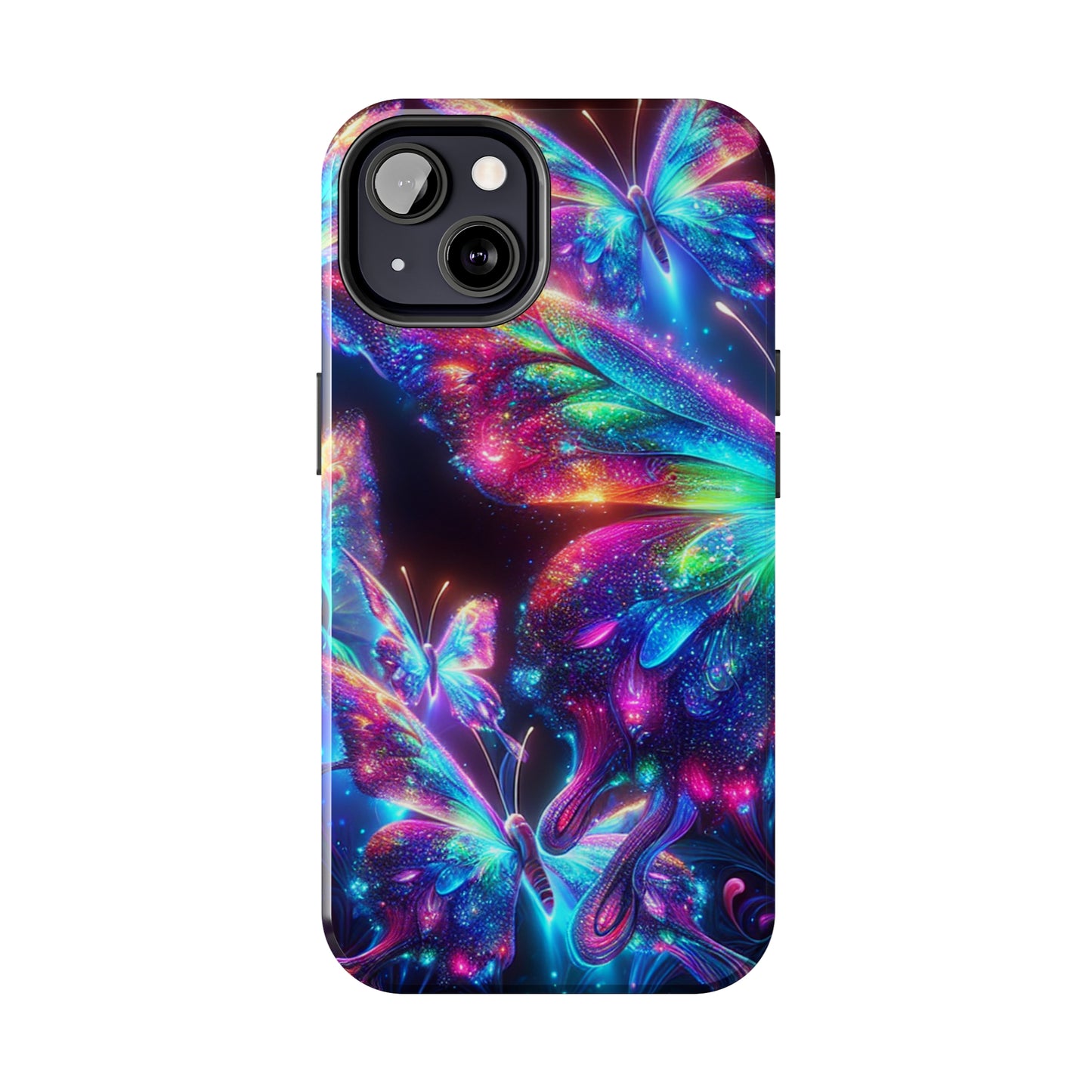 "Butterfly Prism Eruption" NEON Butterflies Tough Phone Case