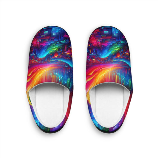 Neon Dreaming. - Neon Butterflies Woman's Indoor Slippers