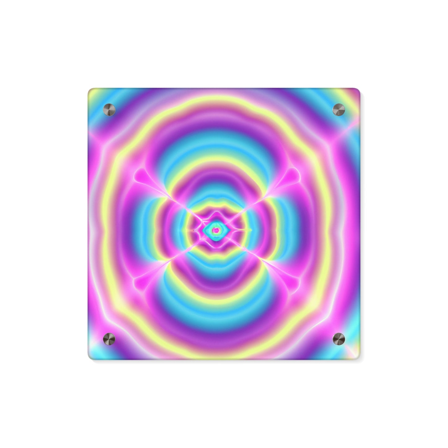Vivid Vortex of Neon Mysticism. Trippy Infinity Patterns Acrylic Art Panel