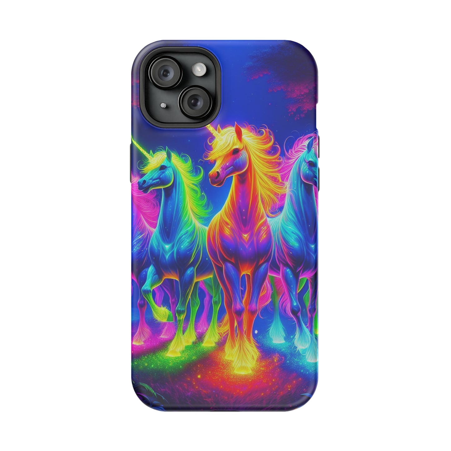 Neon Mystic Magicians Neon Unicorns Premium Art Magsafe Magnet Tough IPhone 13 14 15 Pro Plus Max and Mini in Matte and Glossy Phone cases