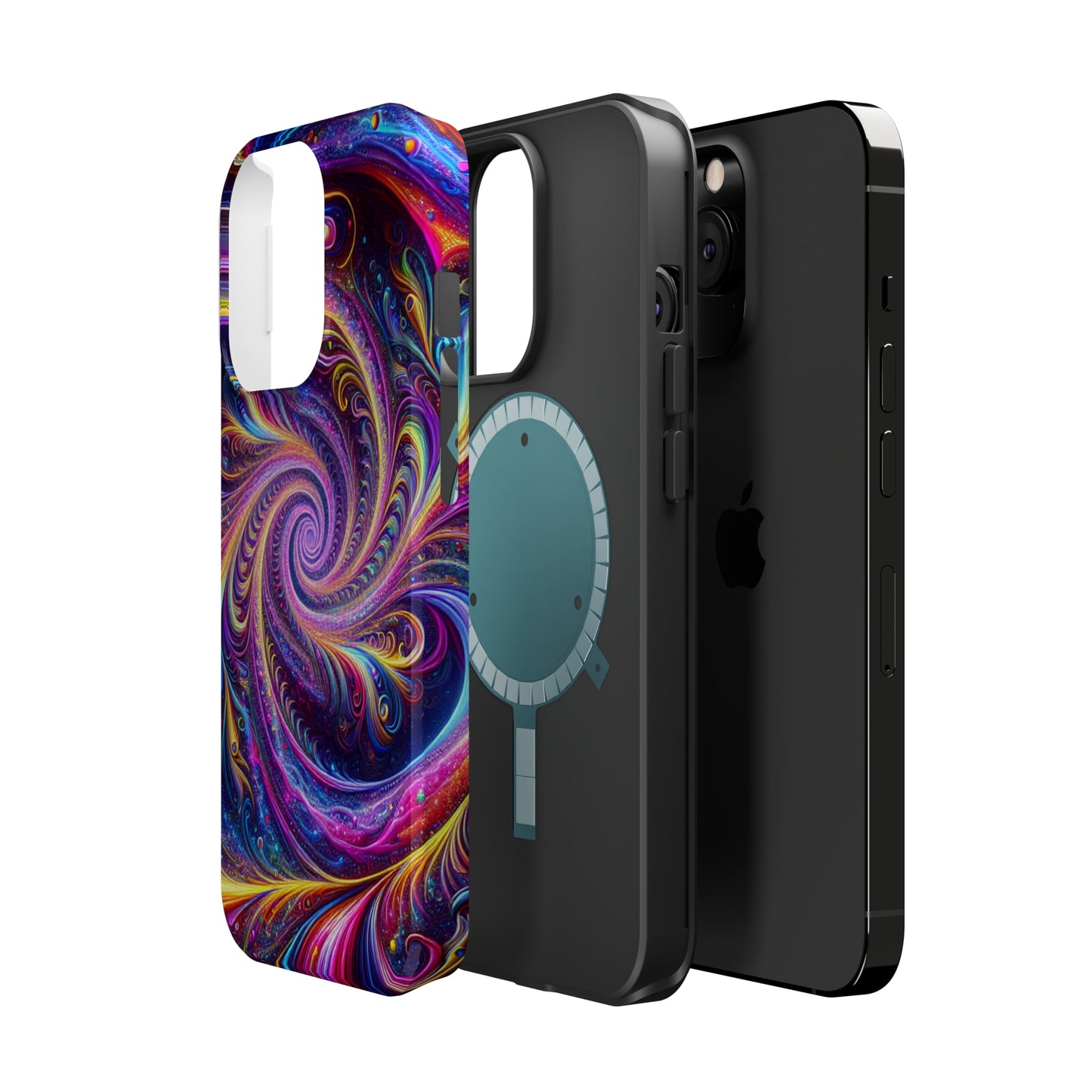Vivid Psychedelic Cosmic Euphoria. Neon Trippy Infinity Patterns Premium Art Magsafe Magnet Tough IPhone 13 14 15 Pro Plus Max and Mini in Matte and Glossy Phone cases